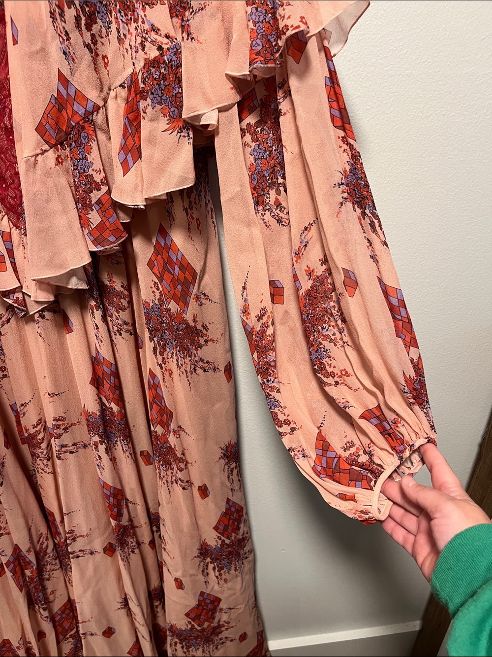 GIAMBATTISTA VALLI SS19 100% Silk Lip Print Ruffle Maxi Dress | IT 48 / US 12 - Picture 8 of 13